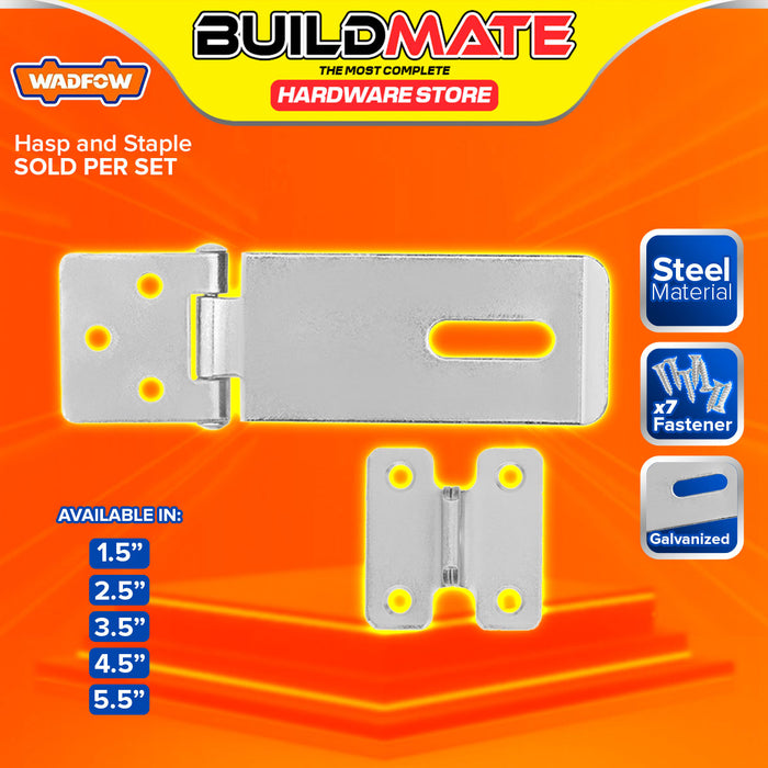 BUILDMATE Wadfow Hasps and Staple 1.5" - 5.5" Galvanized Security Locking Padlock Safety Door Hasp Lock SOLD PER SET - WHT