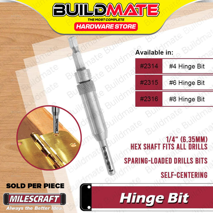 BUILDMATE Milescraft Hinge Bit #4 / #6 / #8 Self-Centering Hinges Alignment Carpentry Drill Guide Bit SOLD PER PIECE