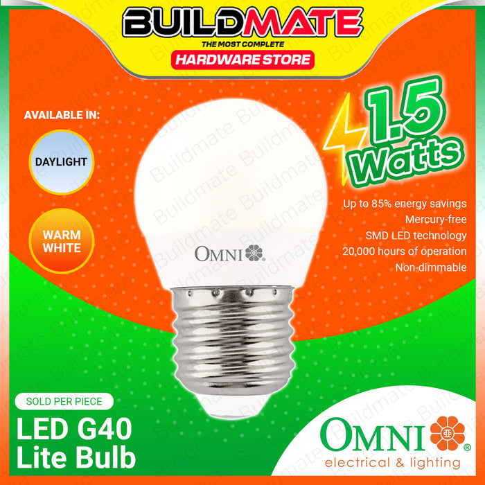 BUILDMATE Omni LED Lite G40 Mini Bulb Series E27 Base 1.5 Watts Daylight / Warm White Energy Saving LED Light Bulb LLG40E27-1.5W