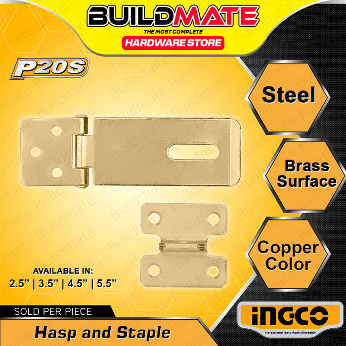BUILDMATE Ingco Hasp and Staple 2.5" - 5.5" Safety Latches Anti-Theft Security Door Cabinet Lock Padlock Hasp Latch SOLD PER PIECE - IHT