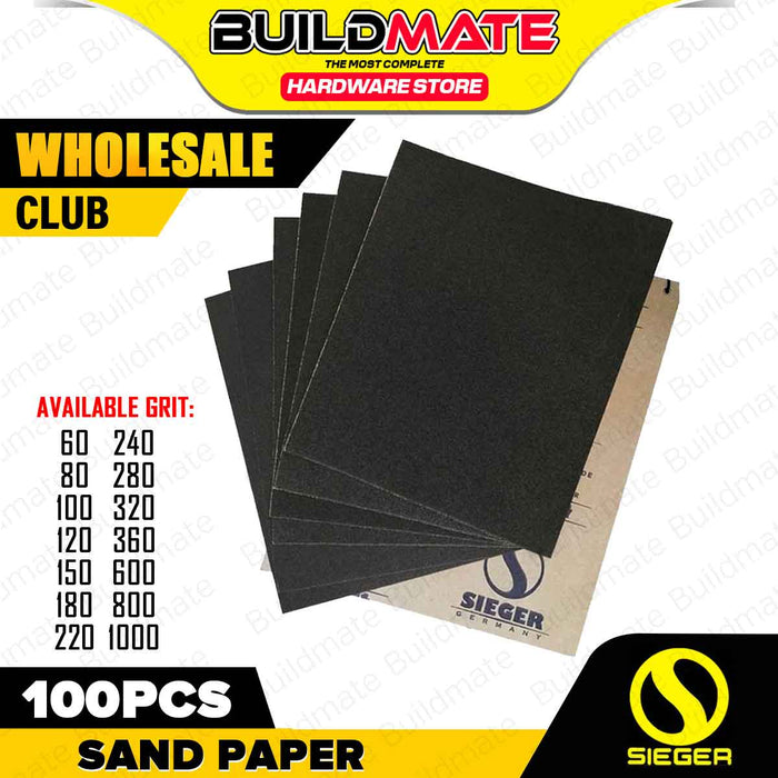 [WHOLESALE] BUILDMATE Sieger Germany 100pcs Sand Paper Grit 60 - 1000 Abrasive Sandpaper Sheets Finishing Sanding paper