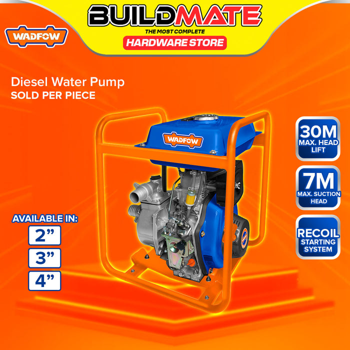 BUILDMATE Wadfow Diesel Engine Water Pump 2"- 4" Heavy Duty Water Transfer Agricultural and Irrigation Pump with 7m Suction Head - WPT
