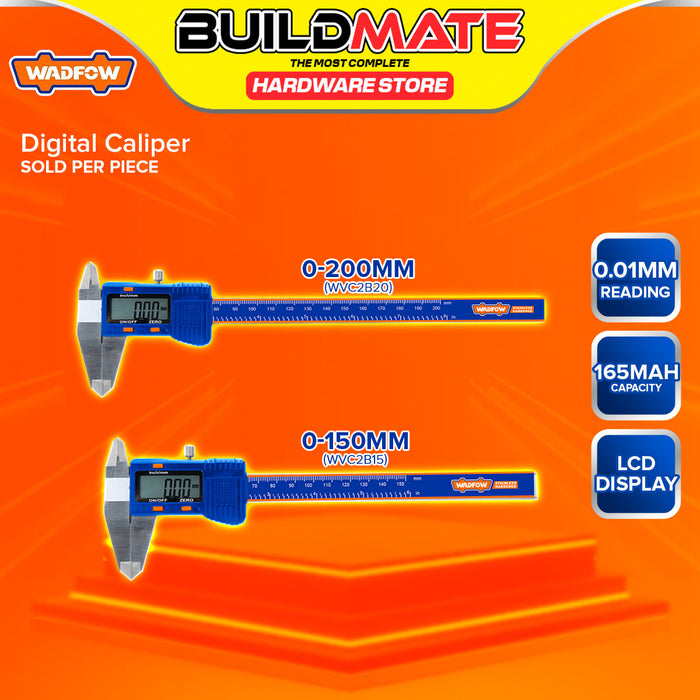BUILDMATE Wadfow Digital Caliper 150mm/200mm Range Electronic Vernier Metric/Inch Conversion Caliper Precision Measuring Tool WVC2B15 / WVC2B20 - WHT
