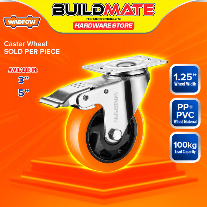 BUILDMATE Wadfow 3"4" 5" Caster Wheel Castor Rolling Swivel Trolley Cart Replacement Roller Wheel with Brake SOLD PER PIECE - WHT