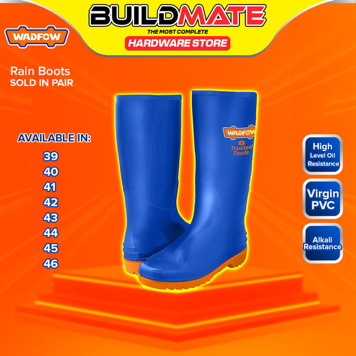 WADFOW Rain Boots Size 39 to 46 Heavy Duty Rain Boot (SOLD IN PAIRS) Anti-slip Sole •BUILDMATE• WHT