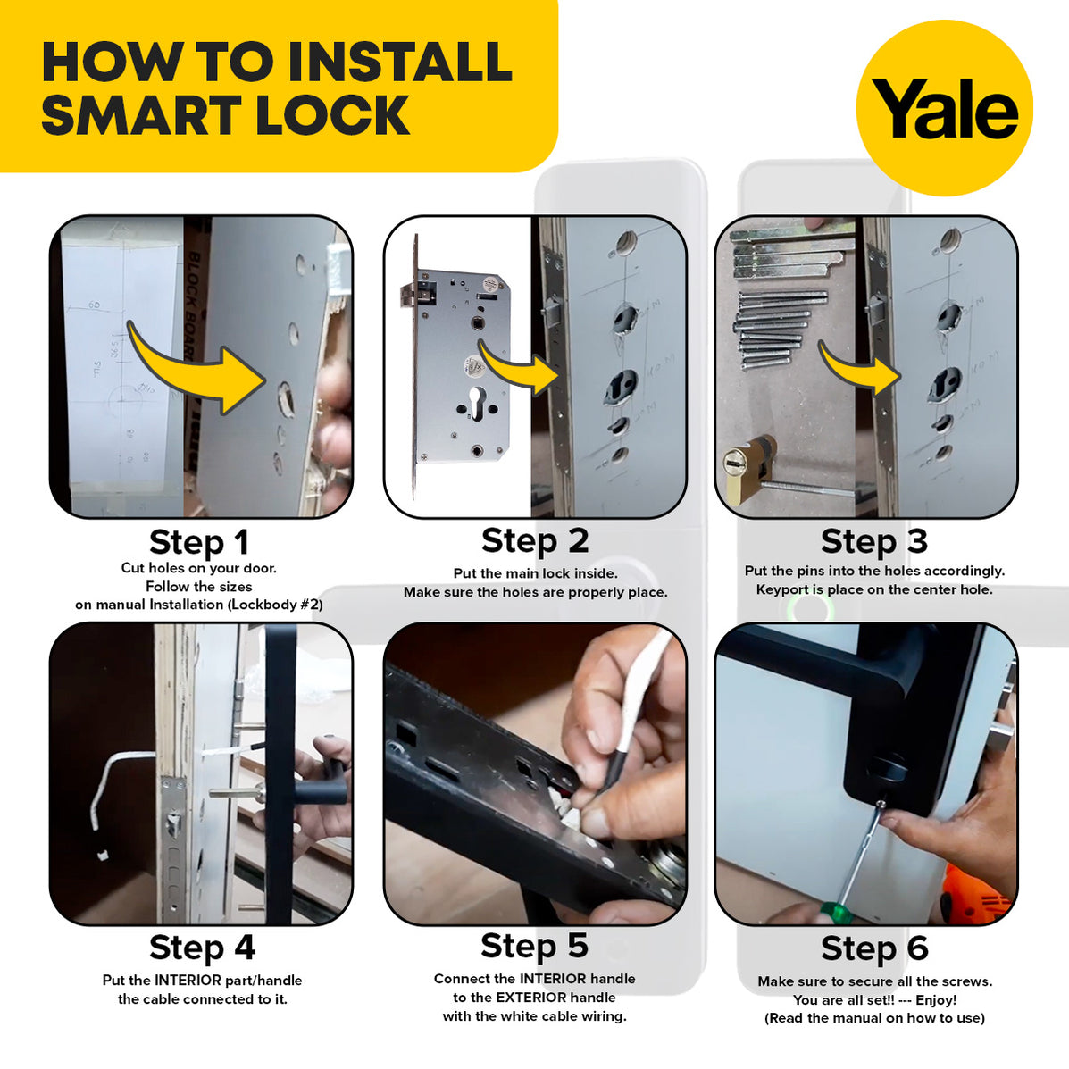 BUILDMATE Yale Smart Door Lock with Biometric, Pincode, RFID Card and ...