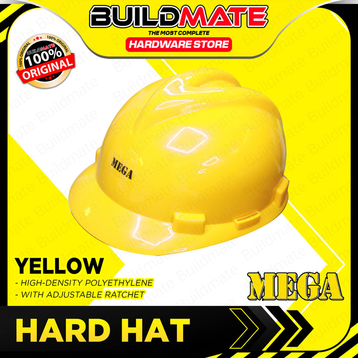 BUILDMATE Mega Safety Helmet Blue, Green, Orange, White, Yellow Protective Hard Hat Worksite Safety Head Gear Protection SOLD PER PIECE