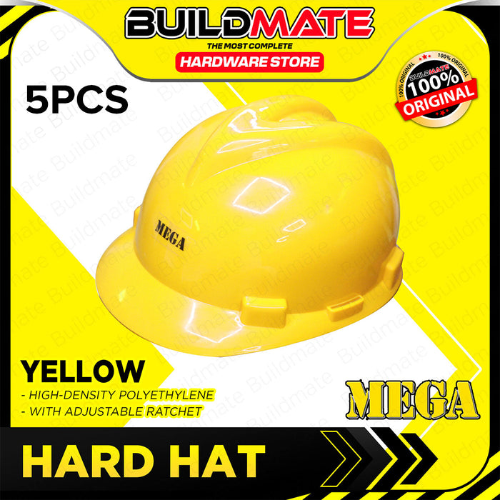 BUILDMATE Mega 5PCS/COLOR Safety Helmet Blue / Green / Orange / Yellow / White Protective Hard Hat Worksite Safety Head Gear Protection SOLD PER SET