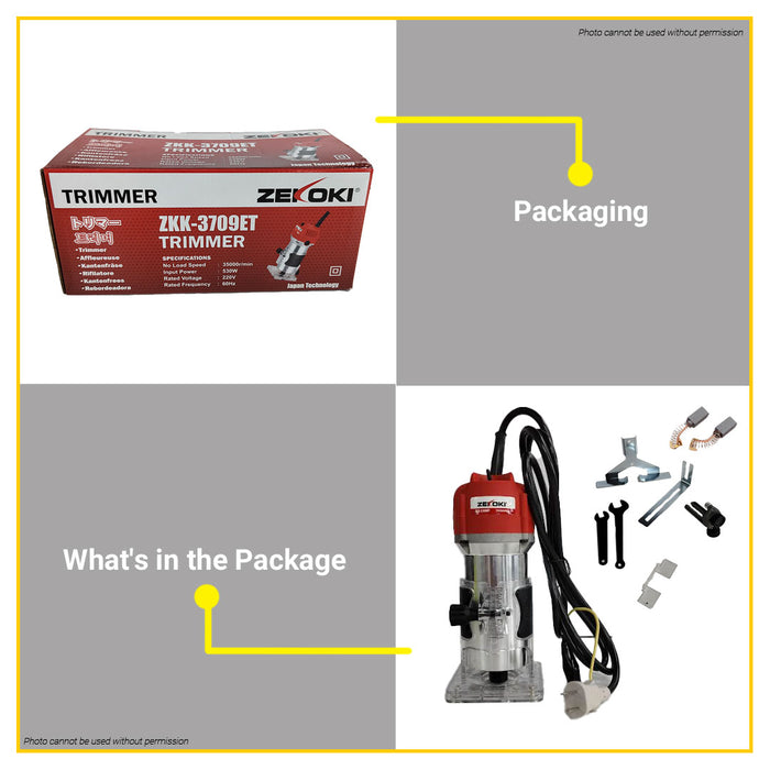 ZEKOKI Palm Trimmer 500W / 530W Electric Mini Router Trimming for Wood Laminate Powertool ZKK-0635ET / ZKK-3709ET •BUILDMATE•