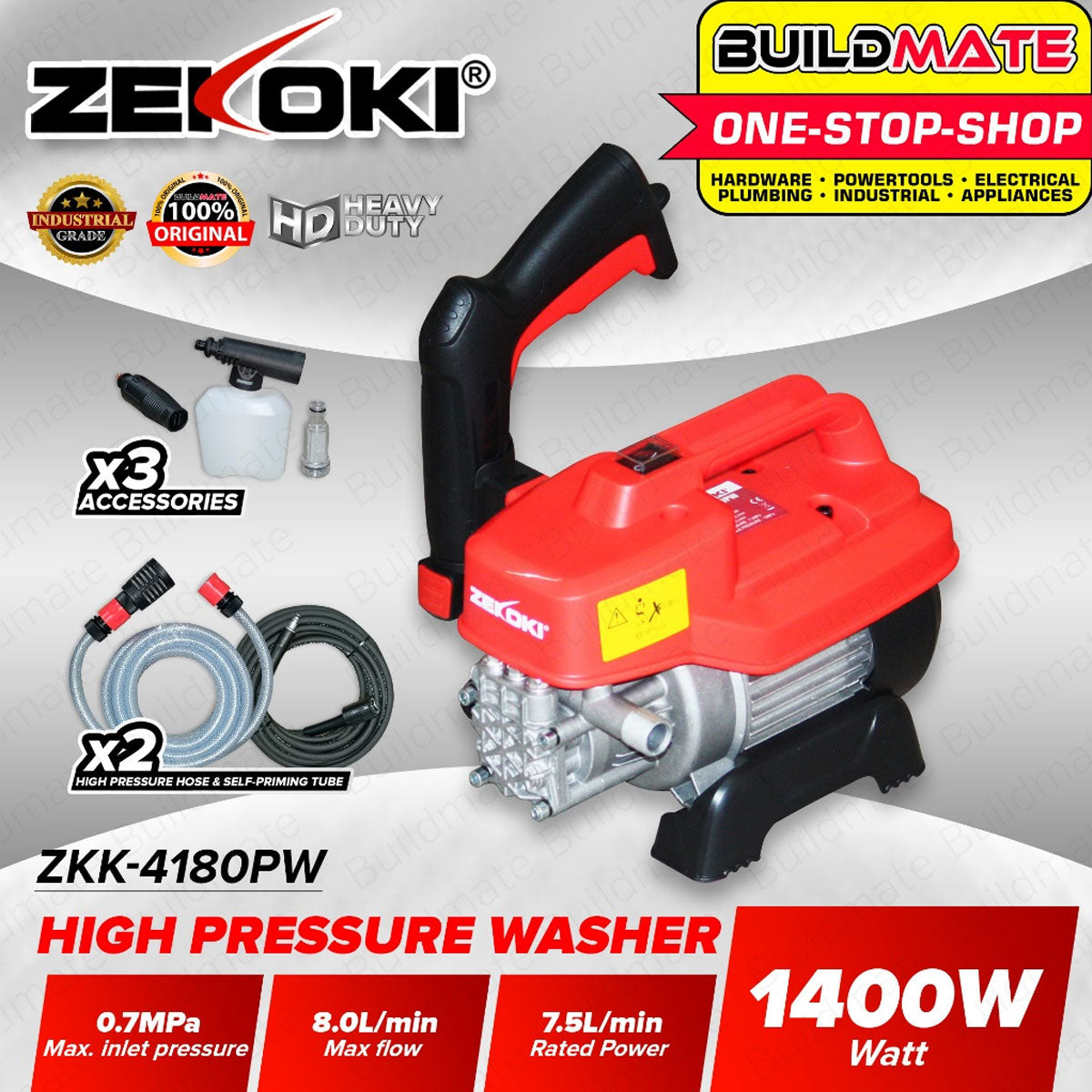 ZEKOKI 1400W High Pressure Washer Car Wash Machine Water Power