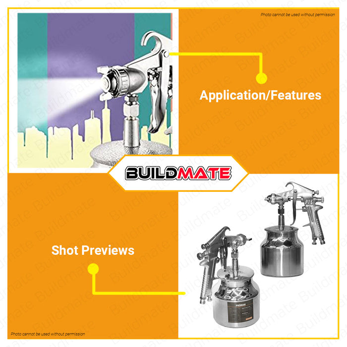 PROMAN Suction Type Air Spray Gun 750ml Professional Air Paint Sprayer Spray Guns P11-776 •BUILDMATE
