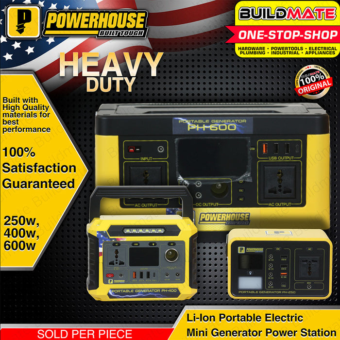 BUILDMATE Powerhouse Li-Ion Cordless Portable Electric Generator Power Station Bank  250W - 600W PHI