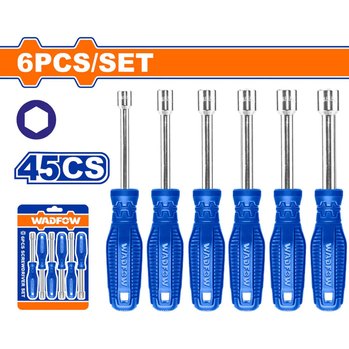 BUILDMATE Wadfow 6PCS/SET Nut Screwdriver Set Material Hexagon Head Type Handheld Tools WSS24T6 WHT