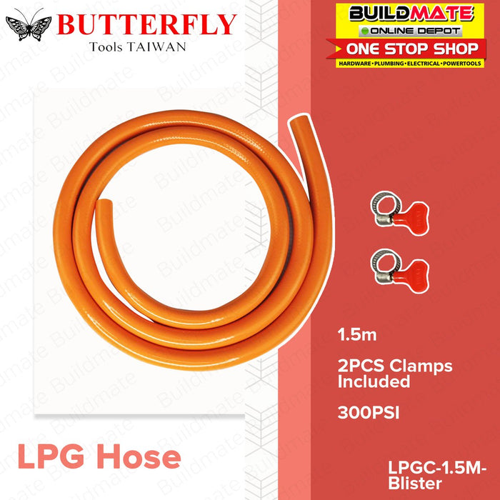 LPG Hose 300 PSI 3/8" x 1.5m High Quality •BUILDMATE•