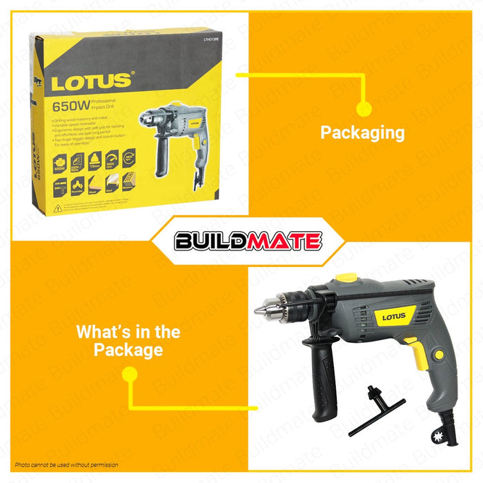 LOTUS Impact Drill 13mm 650W LTHD13RE / LID13RE •BUILDMATE• LPT