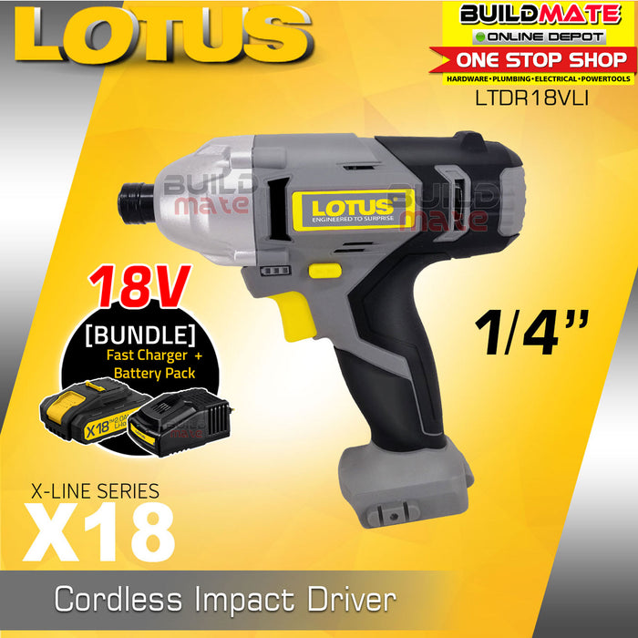 [BUNDLE] LOTUS X-LINE Cordless 1/4" Impact Driver 18V LTDR18VLI + LTFC1800 + LTBP18G-2 •BUILDMATE• LCPT
