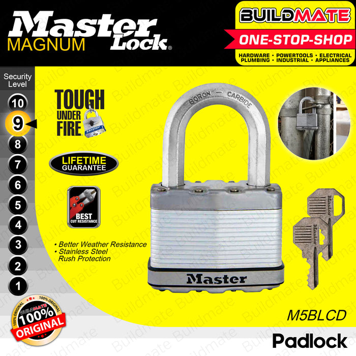 BUILDMATE Master Lock Magnum Series Padlock 51MM Keyed Short Shackle Laminated Padlock Keyed Padlock Wide Lock Body Security Lock Anti-Theft Lock M5XD | M5BLCD •
