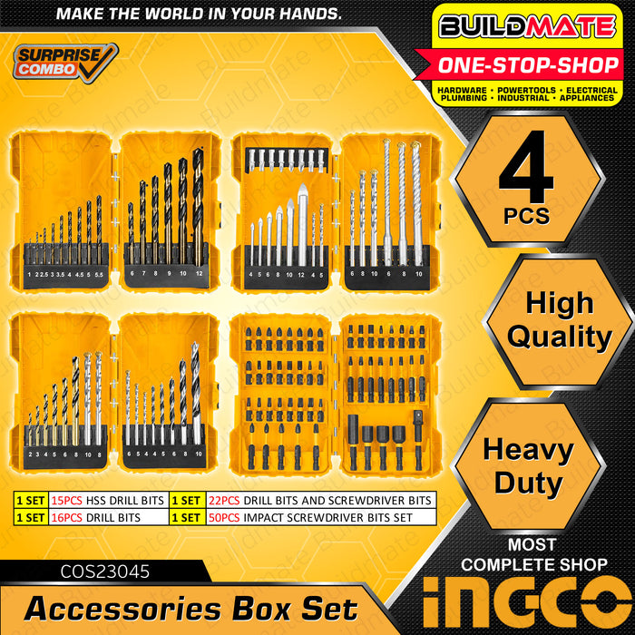 INGCO 3PCS/SET 20V Cordless Rotary Hammer Angle Grinder / 4PCS Accessories Box Set •BUILDMATE• IPX