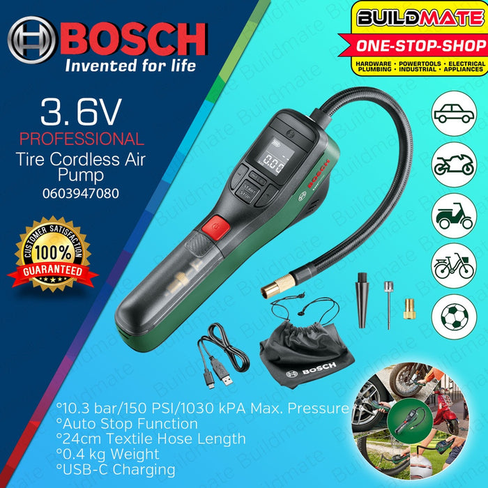 Bosch EasyPump Portable Electric Air Pump Mini Compressor Mini Compressor  3.6 V Battery Rechargeable Wireless Air Pump