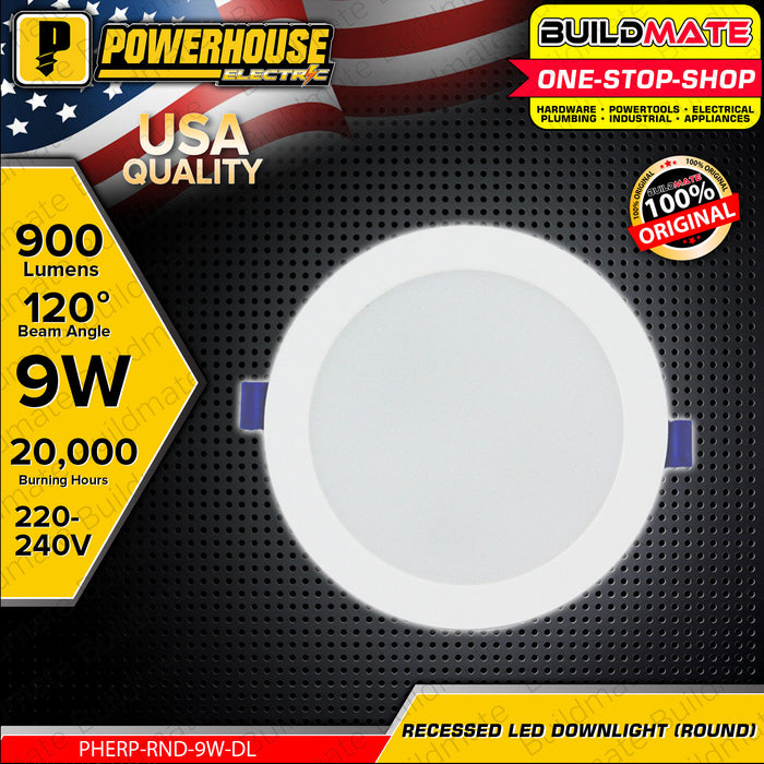 LIGHTHOUSE / POWERHOUSE 9W Recessed LED Downlight Panel Ceiling Light Day Light | Warm White Round Type LHDRND-9W | PHERP-9W •BUILDMATE• PHLH