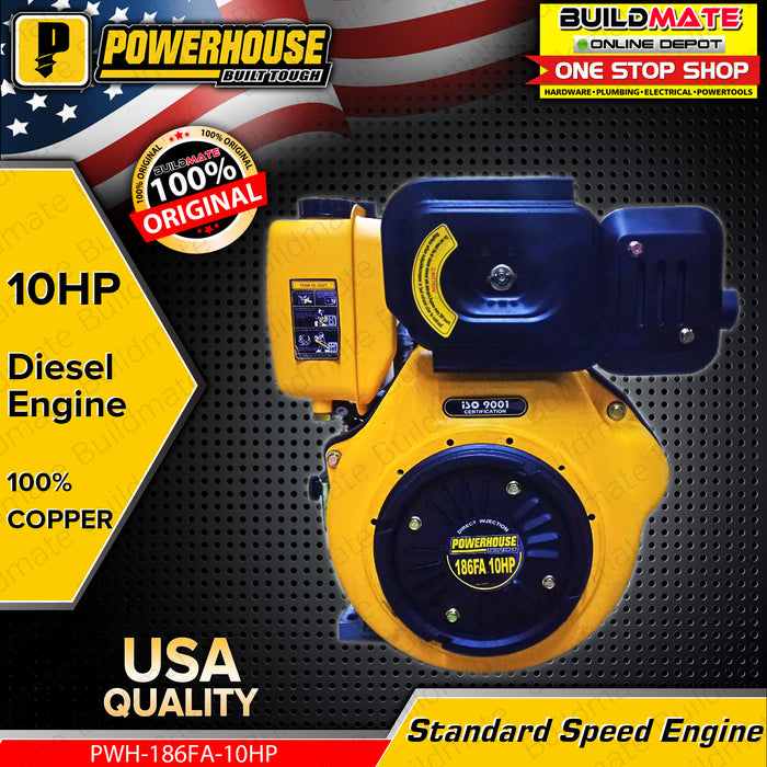 POWERHOUSE 10HP Industrial Diesel Standard Speed Engine 3,600RPM 10HP PWH-186FA 100% COPPER PHI
