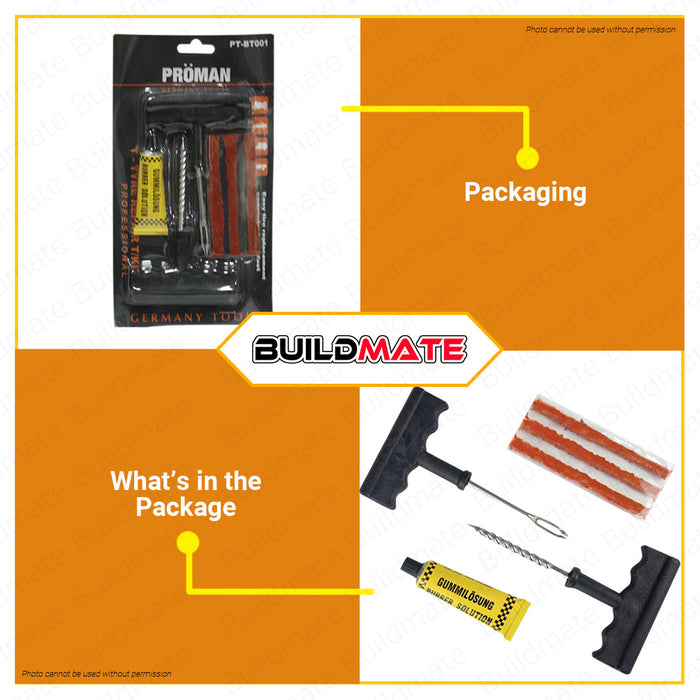 PROMAN Germany Tubeless Tire Wheel Repair Tool Kit for Bike Bicycle Motorcycle PT-BT001 •BUILDMATE•