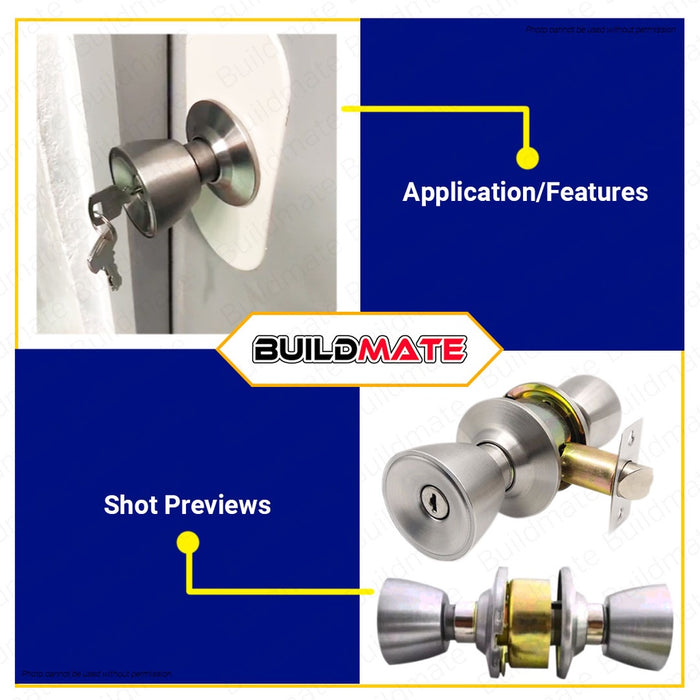ARMSTRONG Stainless Steel Entrance Cylindrical Door Knob Lock Set 588SS •BUILDMATE•