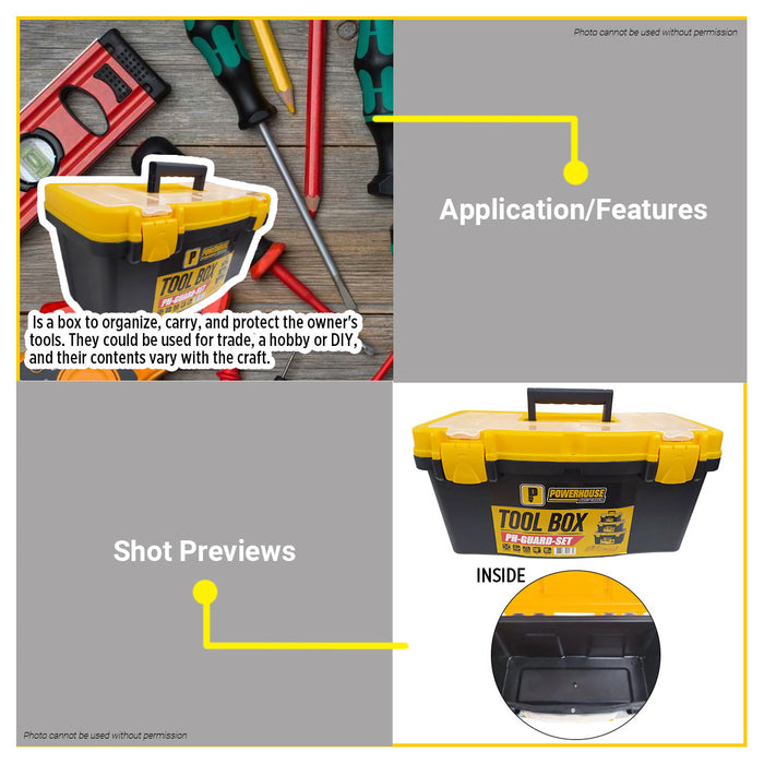 BUILDMATE Powerhouse 3pcs Tool Box Set With Extra Storage Plastic Buckle Tools Storage Stackable Plastic Tool Kit Organizer Box PH-GUARD-SET - PHHT