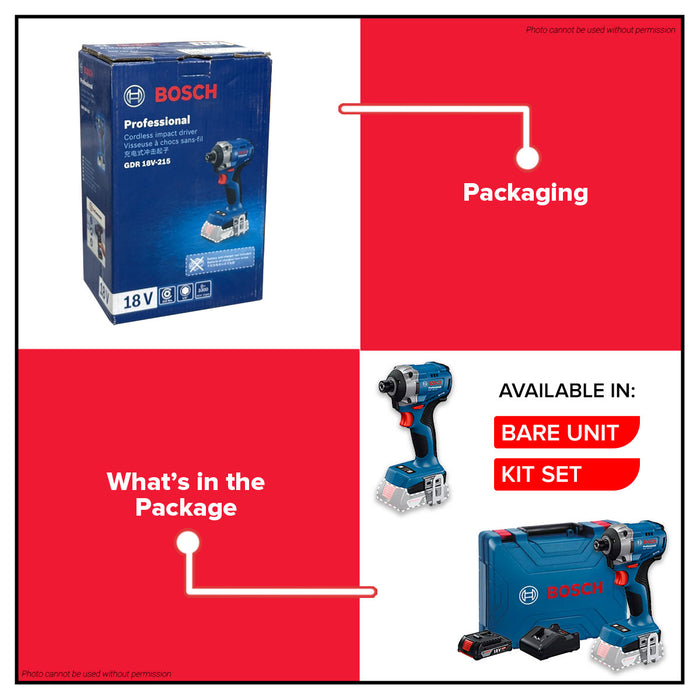 BOSCH Cordless Impact Wrench Brushless 215Nm GDR Set and Solo BLC