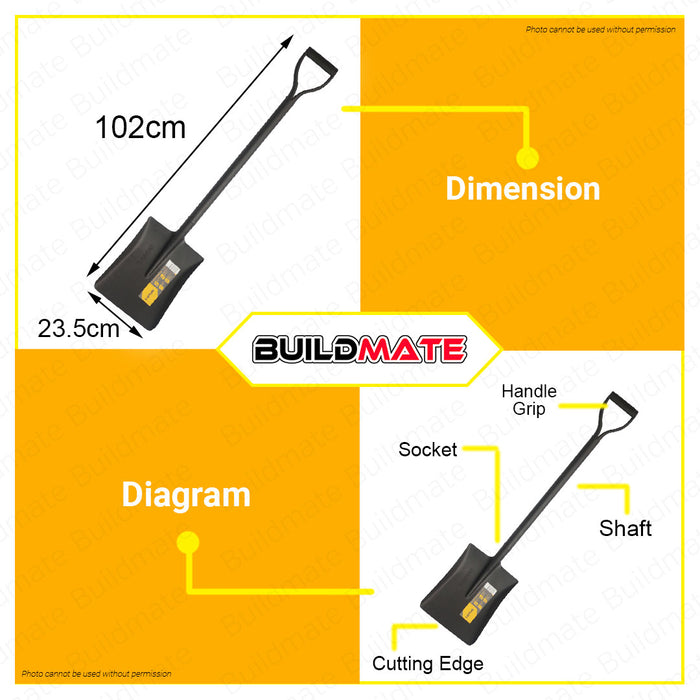 LOTUS All Steel Shovel POINTED / SQUARE •BUILDMATE• LHT LUTOS