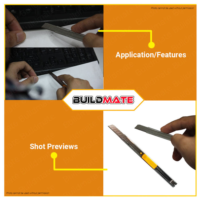 INGCO Snap-Off Blade Knife 132MM Handy Utility Knife Cutter Blade Knife Wide Blade Stainless Body Multi-Purpose Retractable Precision Knife HKNS1806 •BUILDMATE• HT2