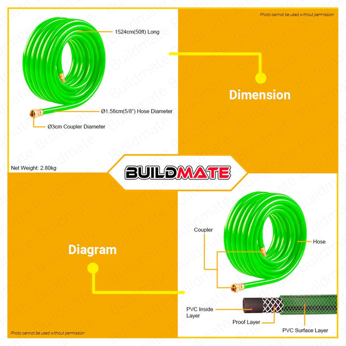 LOTUS Garden Hose For Gardening 5/8 x 50ft LTGT550GHX •BUILDMATE• LHT LUTOS