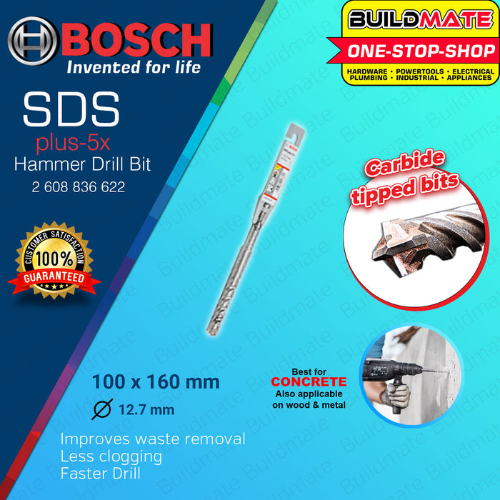 BUILDMATE Bosch SDS PLUS-5X Rotary Hammer Drill Bit 4MM - 13MM for Concrete & Masonry Wall Fast Drilling - BAX