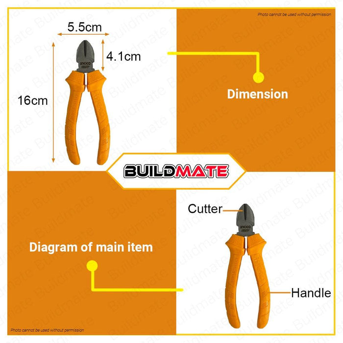 BUILDMATE Ingco 6" Inch Diagonal Cutting Pliers SUPER SELECT Hand Tools Wire Stripping HDCP12160 IHT