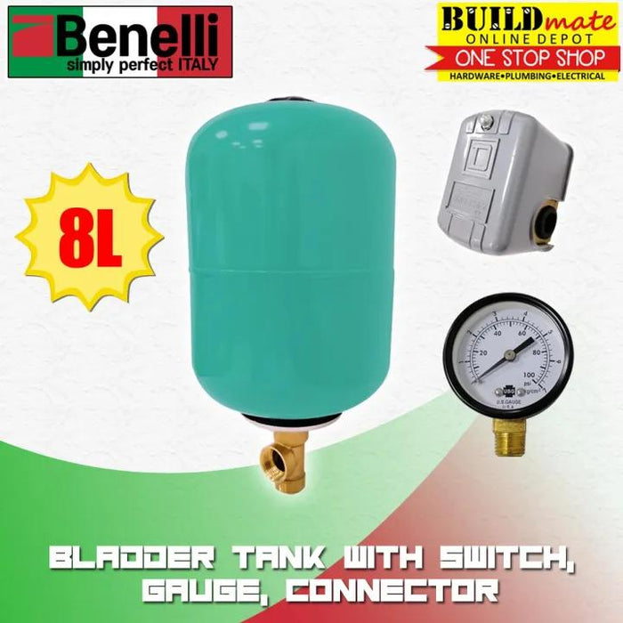 BENELLI Italy 8 LITER Bladder Tank for Water Pump with Gauge + Switch + Adaptor •NEW ARRIVAL!•
