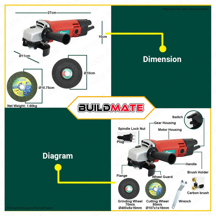 MAILTANK Angle Grinder 600W 100mm Cutting Grinder Electric Grinder Polishing SH01 | SH05 •BUILDMATE•