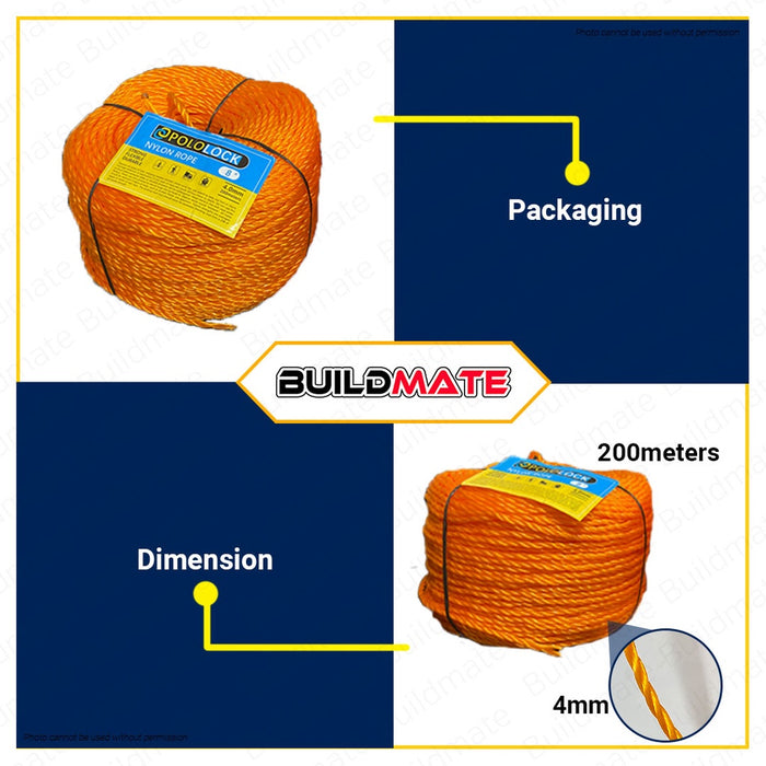 Nylon Rope 200m 4mm #8 High Quality •BUILDMATE•