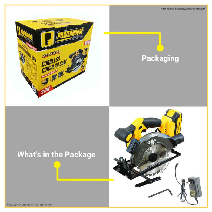 BUILDMATE Powerhouse 20V Cordless Circular Saw Wood Cutter with 2.0Ah Li-Ion Battery Laser Line Guide Cutting Machine Woodworking Power Tools PH-20V-WLCSLASERPRO - PHPT