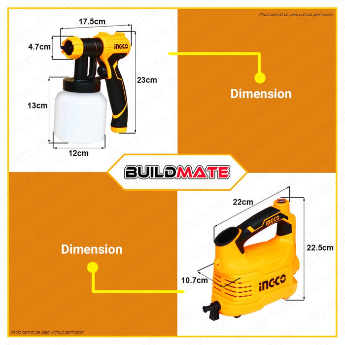 INGCO Industrial 550W Portable Floor Based HVLP Spray Gun 800ml Electric Spray Paint Gun Total Power Paint Zoom Electric Spray Gun SPG5008 •BUILDMATE• IPT