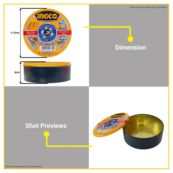 BUILDMATE Ingco Empty Container Box Plastic / Tin Can Cutting Disc Container Storage Organizer For Cutting Disc - IHT