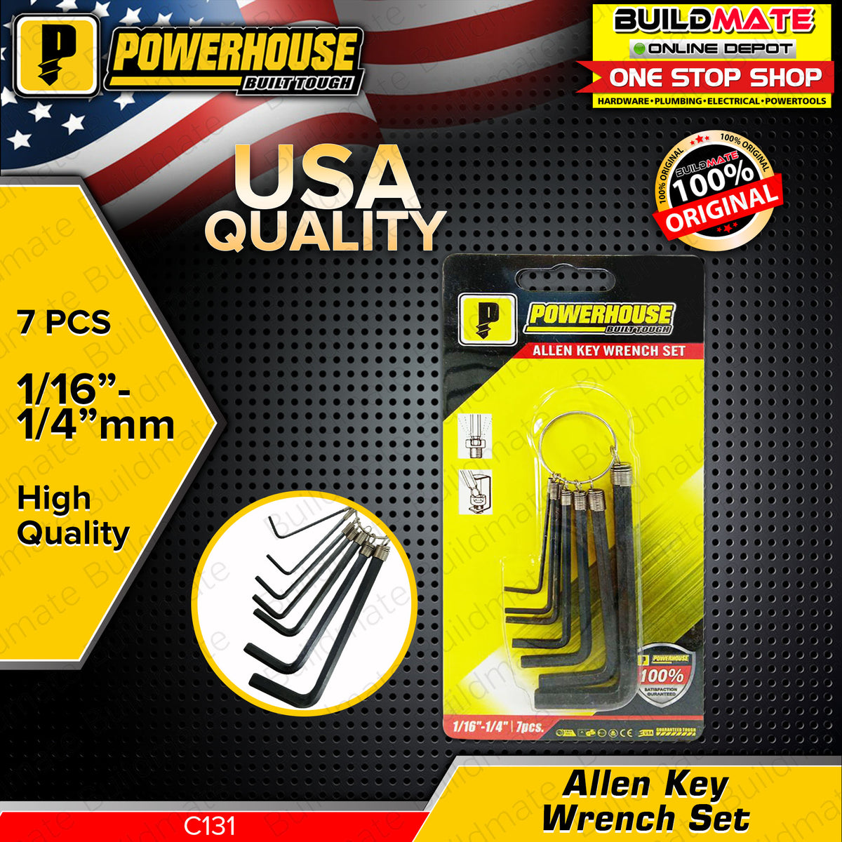 POWERHOUSE 7PCS Allen Key Wrench Set 1/16