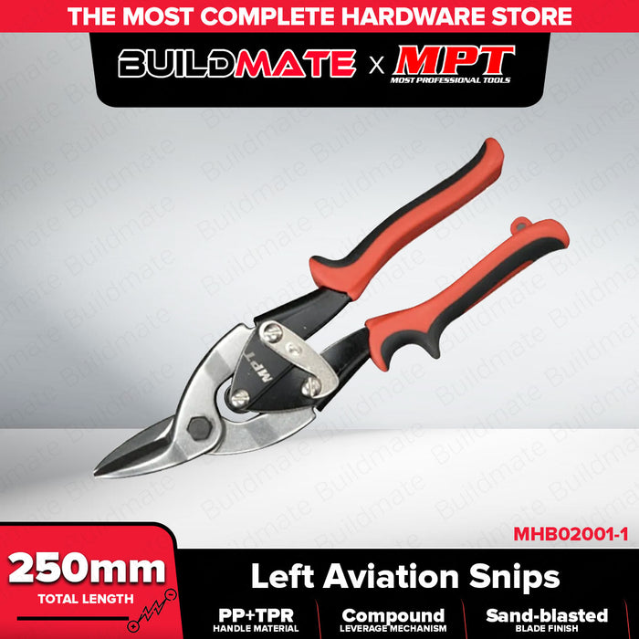 Buildmate x MPT Aviation Tin Snip Left Cut & Right Cut 10" Heavy Duty Metal Shear Tool