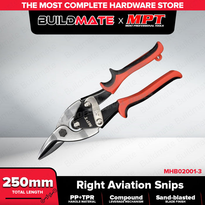 Buildmate x MPT Aviation Tin Snip Left Cut & Right Cut 10" Heavy Duty Metal Shear Tool