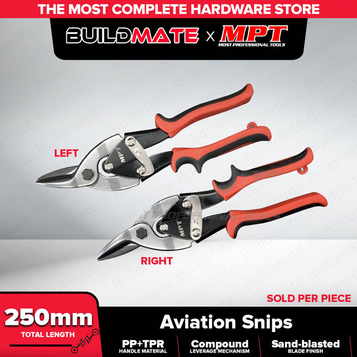 Buildmate x MPT Aviation Tin Snip Left Cut & Right Cut 10" Heavy Duty Metal Shear Tool