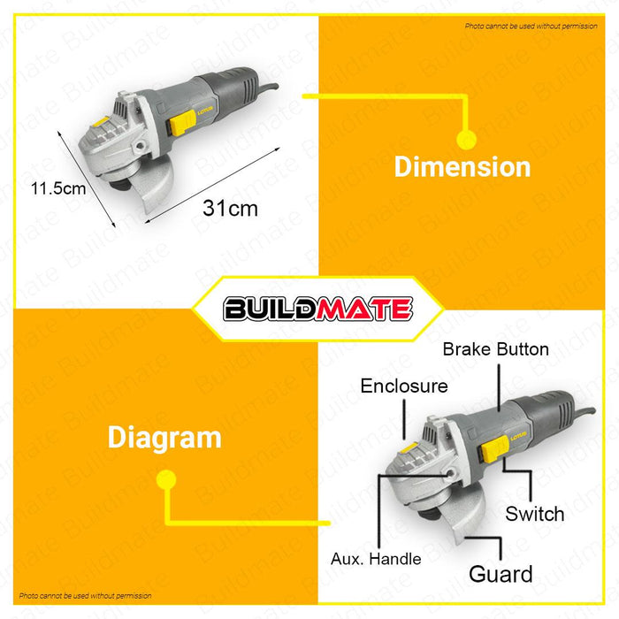[Bundle] BUILDMATE Lotus Angle Grinder 650W LTSG6500S + Mailtank Chainsaw Attachment Stand Adpator with FREE DISC