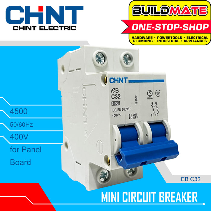 CHINT Mini Circuit Breaker for Panel Board 4.5KA MCB EB 2P C20 | C32 | C40 | C63 SOLD PER PIECE •BUILDMATE•