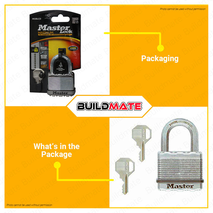 BUILDMATE Master Lock Magnum Series Padlock 51MM Keyed Short Shackle Laminated Padlock Keyed Padlock Wide Lock Body Security Lock Anti-Theft Lock M5XD | M5BLCD •