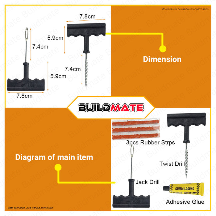 PROMAN Germany Tubeless Tire Wheel Repair Tool Kit for Bike Bicycle Motorcycle PT-BT001 •BUILDMATE•