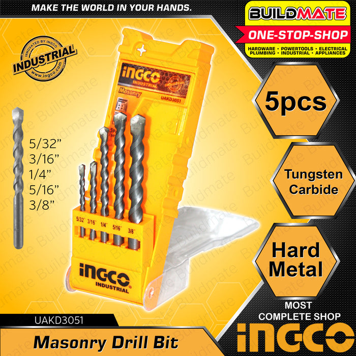 BUILDMATE Ingco 5PCS Masonry Drill Bit Set SOLD PER SET AKD3051 / UAKD3051 - IHT<br>