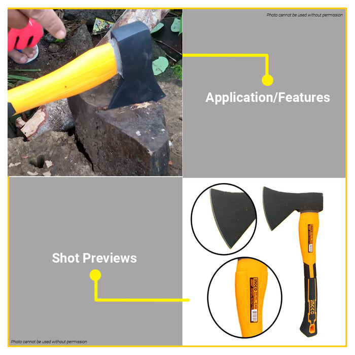 BUILDMATE Ingco Axe Hatchet Log Cutter 600g / 800g Tomahawk Chopping Hand Axe Wood Cutting for Splitting and Kindling - IHT
